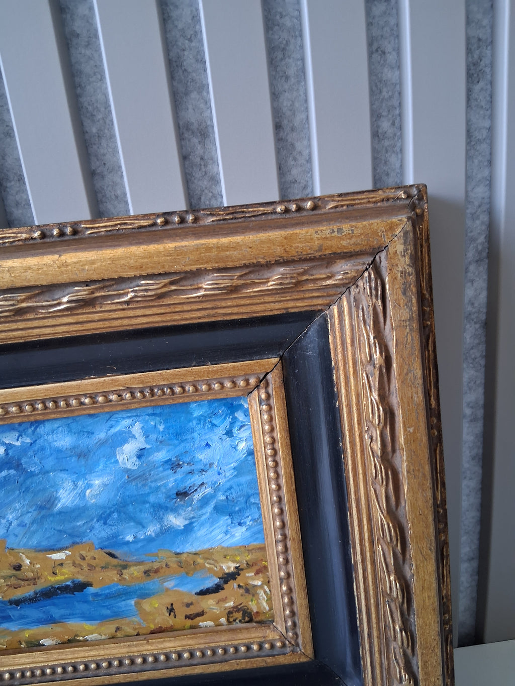 ORIGINAL Ölgemälde auf Karton inkl. Massivrahmen | Expressionistische Meereslandschaft | Signiert