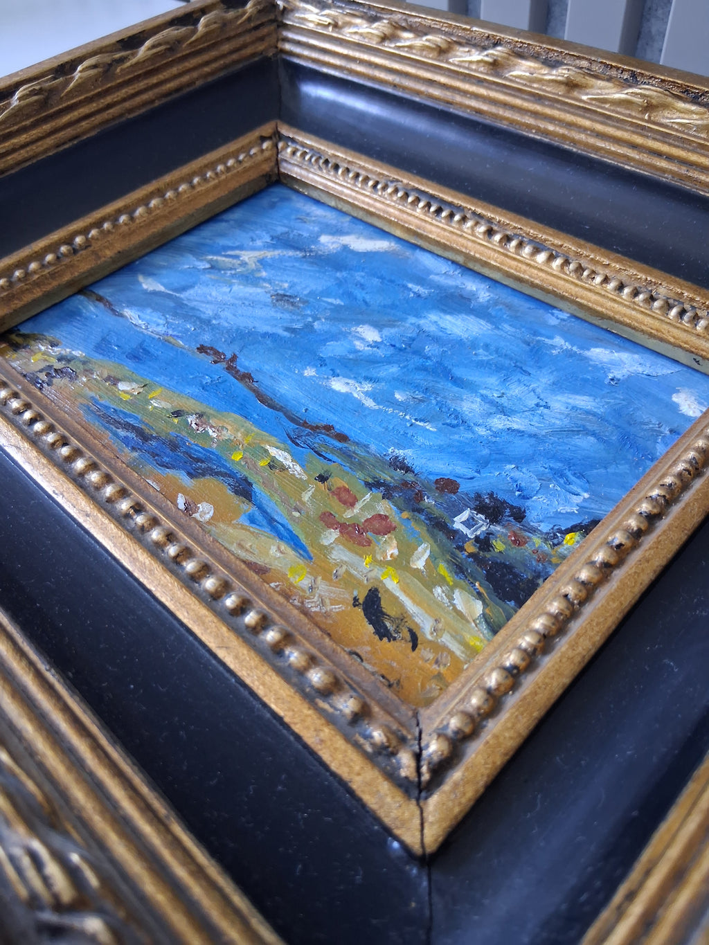ORIGINAL Ölgemälde auf Karton inkl. Massivrahmen | Expressionistische Küstenlandschaft | Signiert
