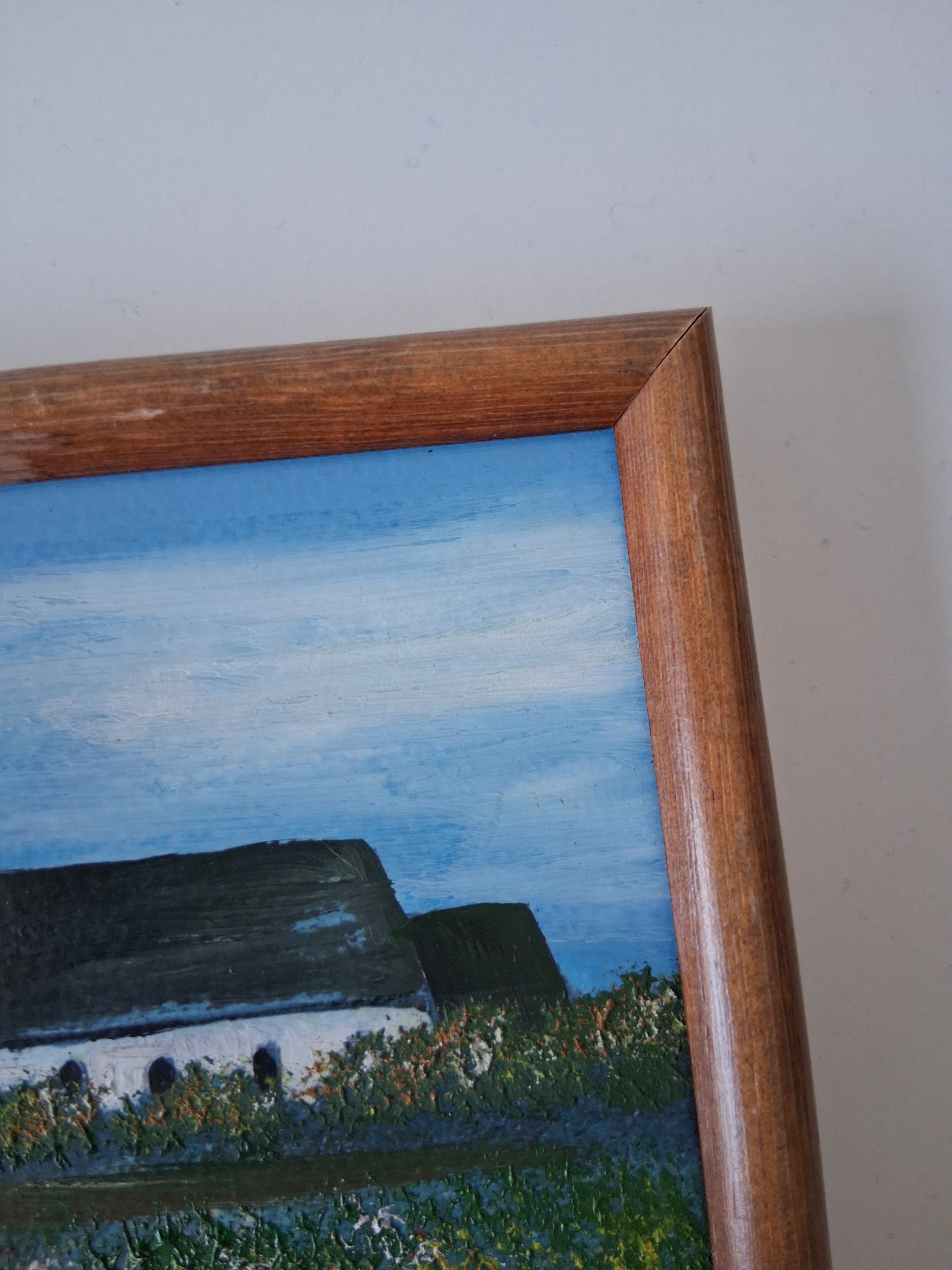 KLEINES ORIGINAL Ölgemälde auf Karton inkl. Rahmen | St. Severin Kirche in Keitum auf Sylt | 11x11 cm