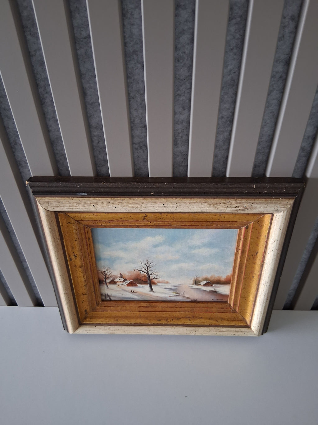 Altes Ölgemälde handgemalt mit Holzrahmen | Verschneite Winterlandschaft | ORIGINAL & Signiert