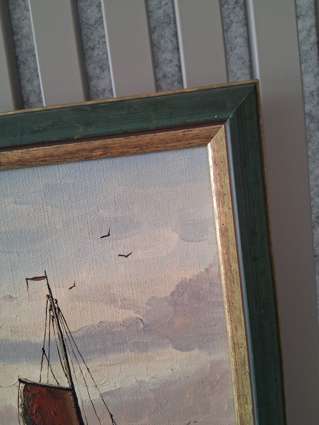 Altes Ölgemälde handgemalt mit Rahmen | Bomschuit / Fischerboot am Strand | ORIGINAL & Signiert