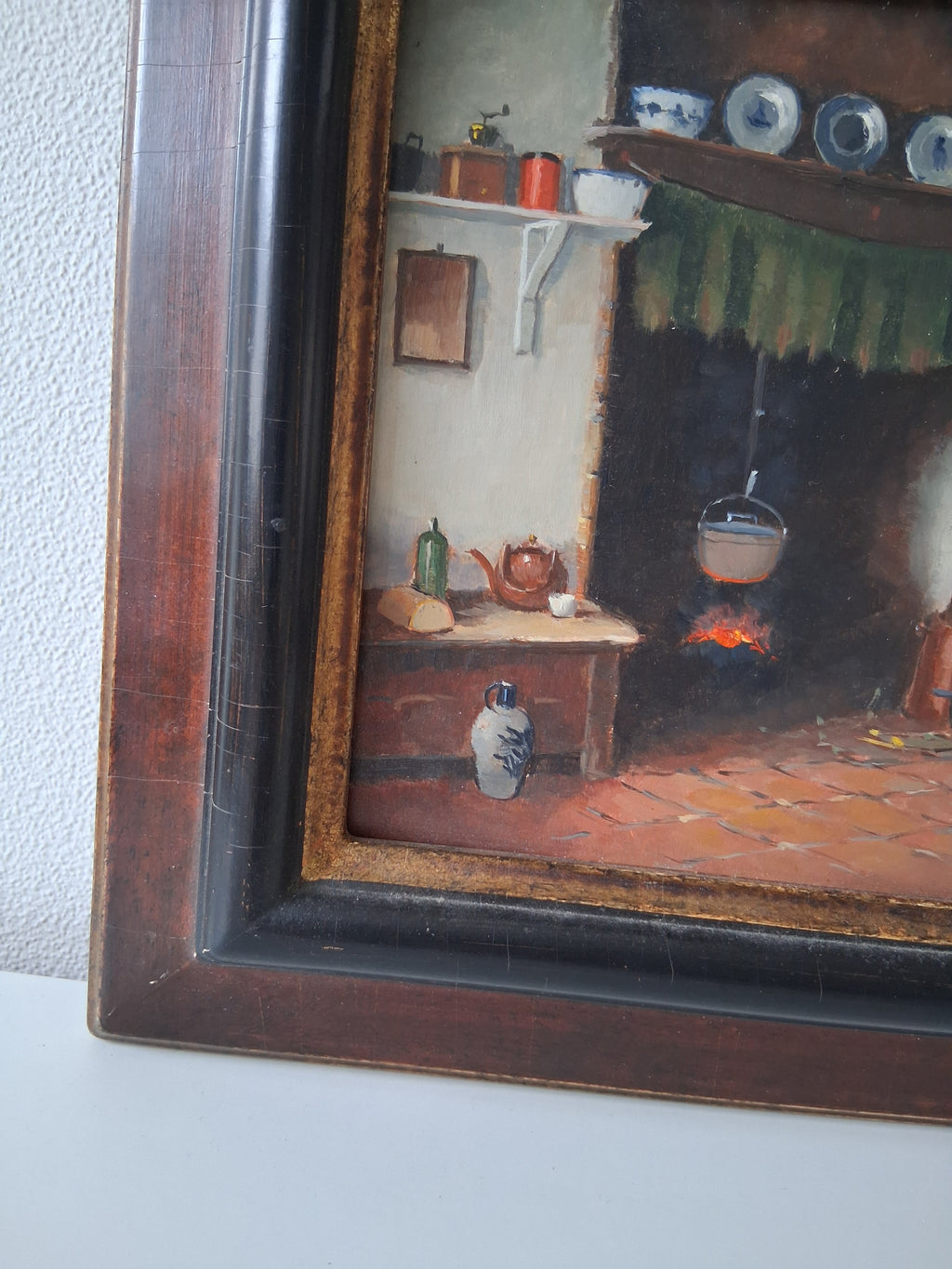 HENDRIK-JAN NEULAND (1928-2009) | Bauernhaus / Feuerstelle | ORIGINAL Ölgemälde auf Holzplatte