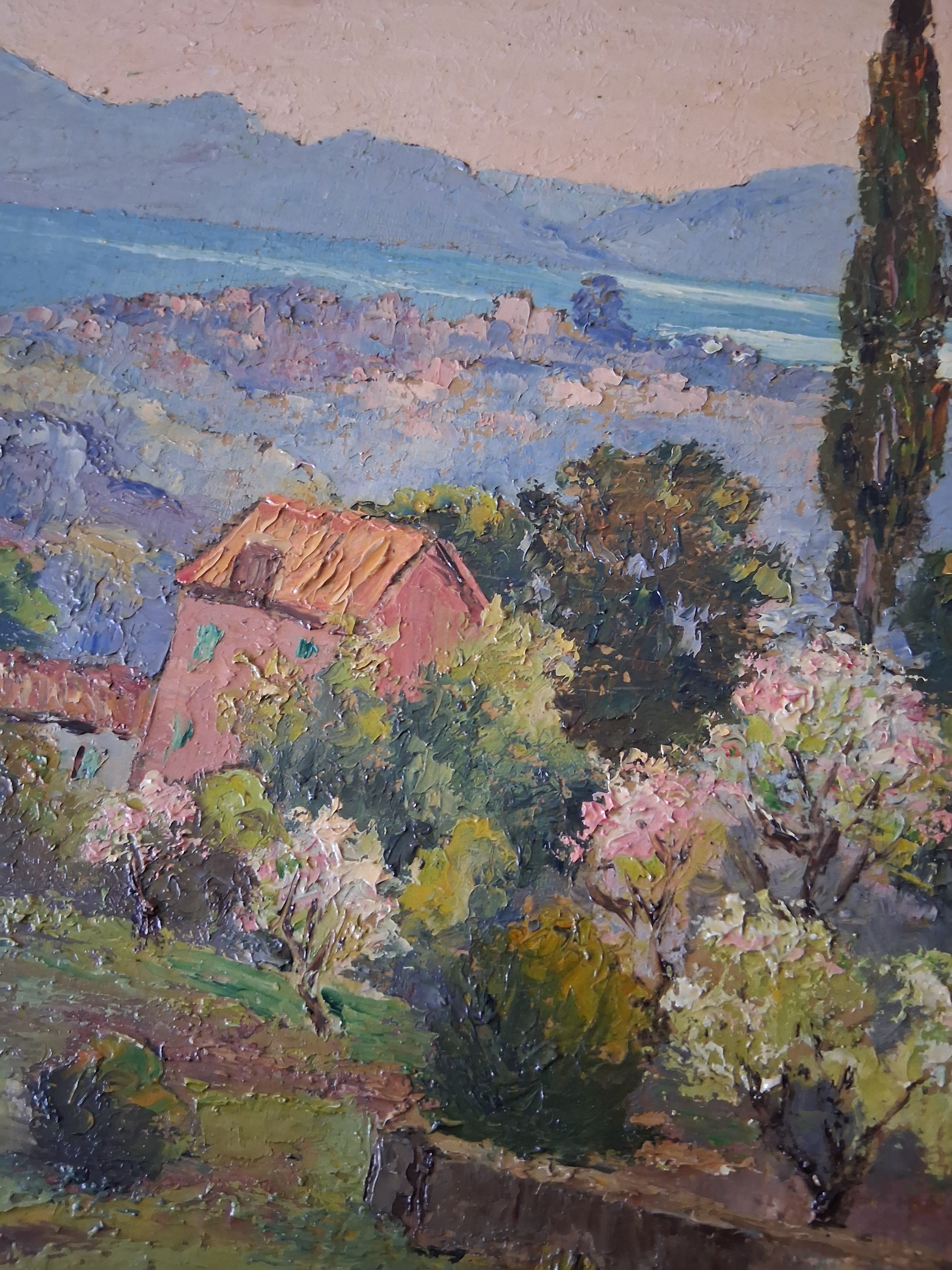 F. EHRLICH | Der Golf von Saint-Tropez / Cote d'Azur | ORIGINAL Ölgemälde auf Holzplatte inkl. Rahmen