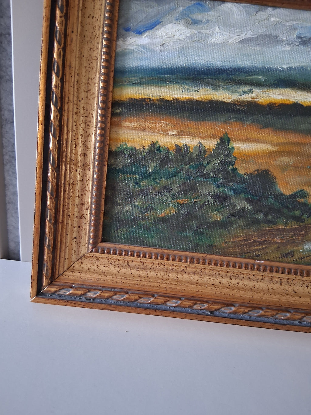 Altes Ölgemälde handgemalt mit Holzrahmen | Weite Landschaft | ORIGINAL & Signiert