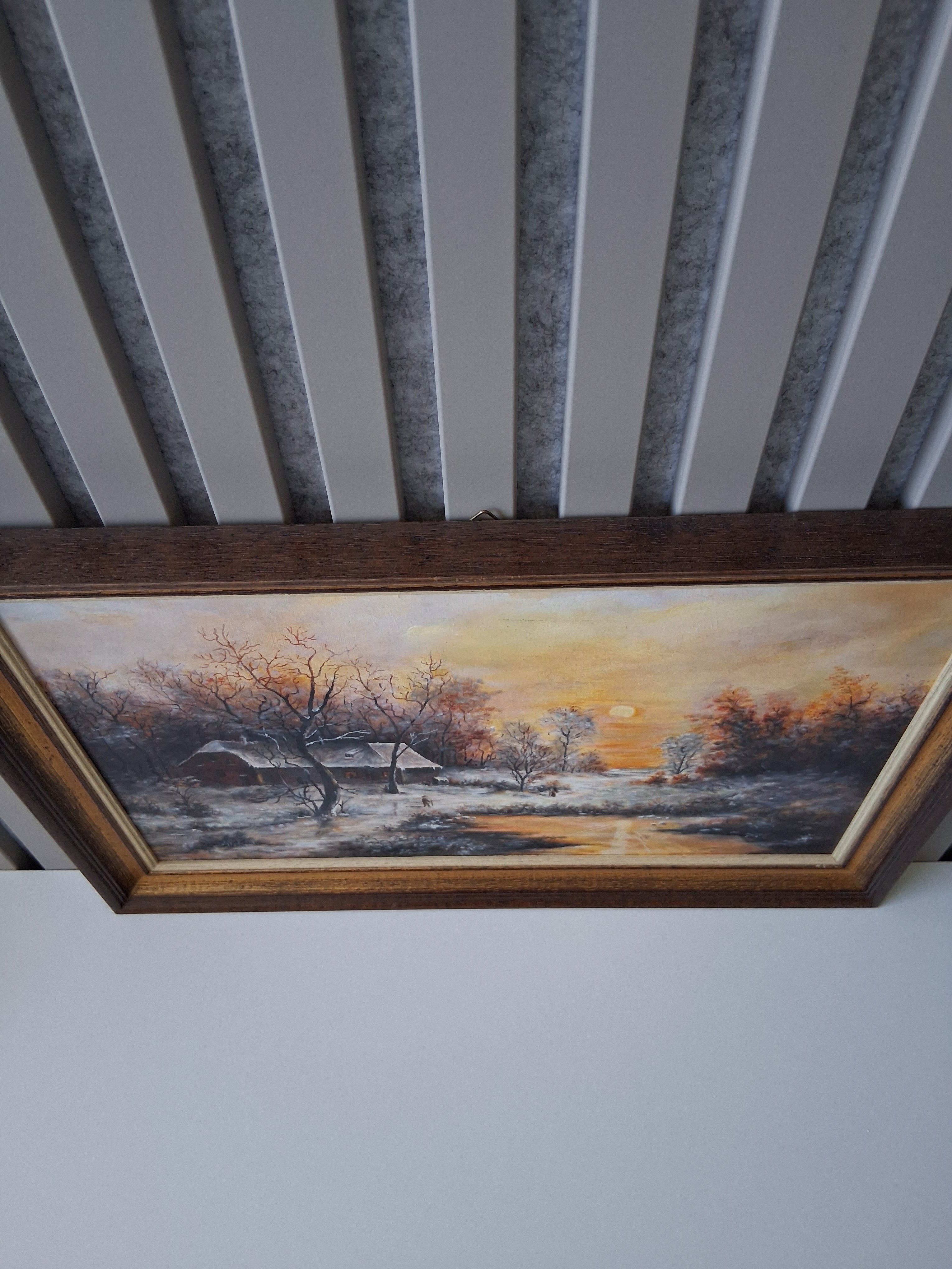 ORIGINAL Ölgemälde auf Leinwand inkl. Rahmen | Winterlandschaft mit Bauernhaus | Signiert