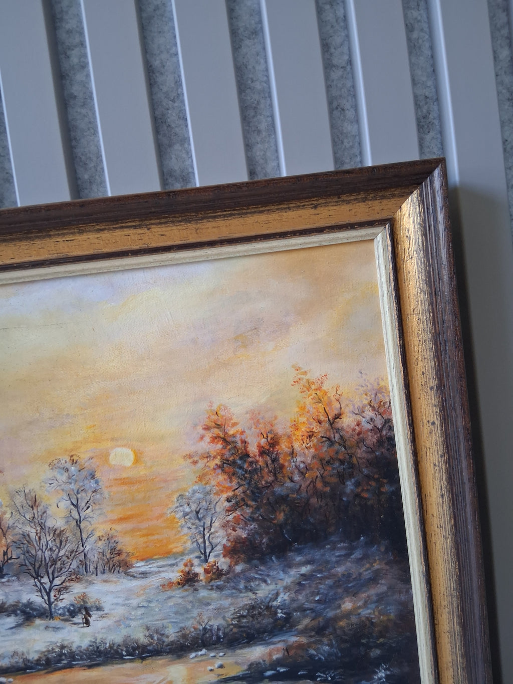 ORIGINAL Ölgemälde auf Leinwand inkl. Rahmen | Winterlandschaft mit Bauernhaus | Signiert