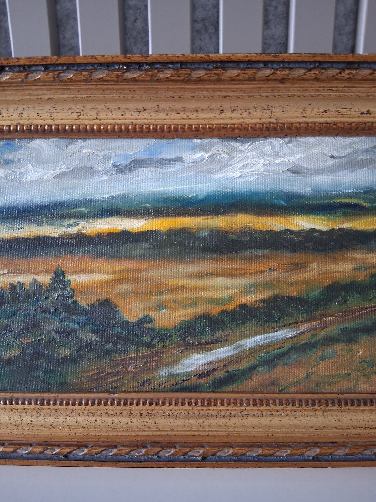 Altes Ölgemälde handgemalt mit Holzrahmen | Weite Landschaft | ORIGINAL & Signiert