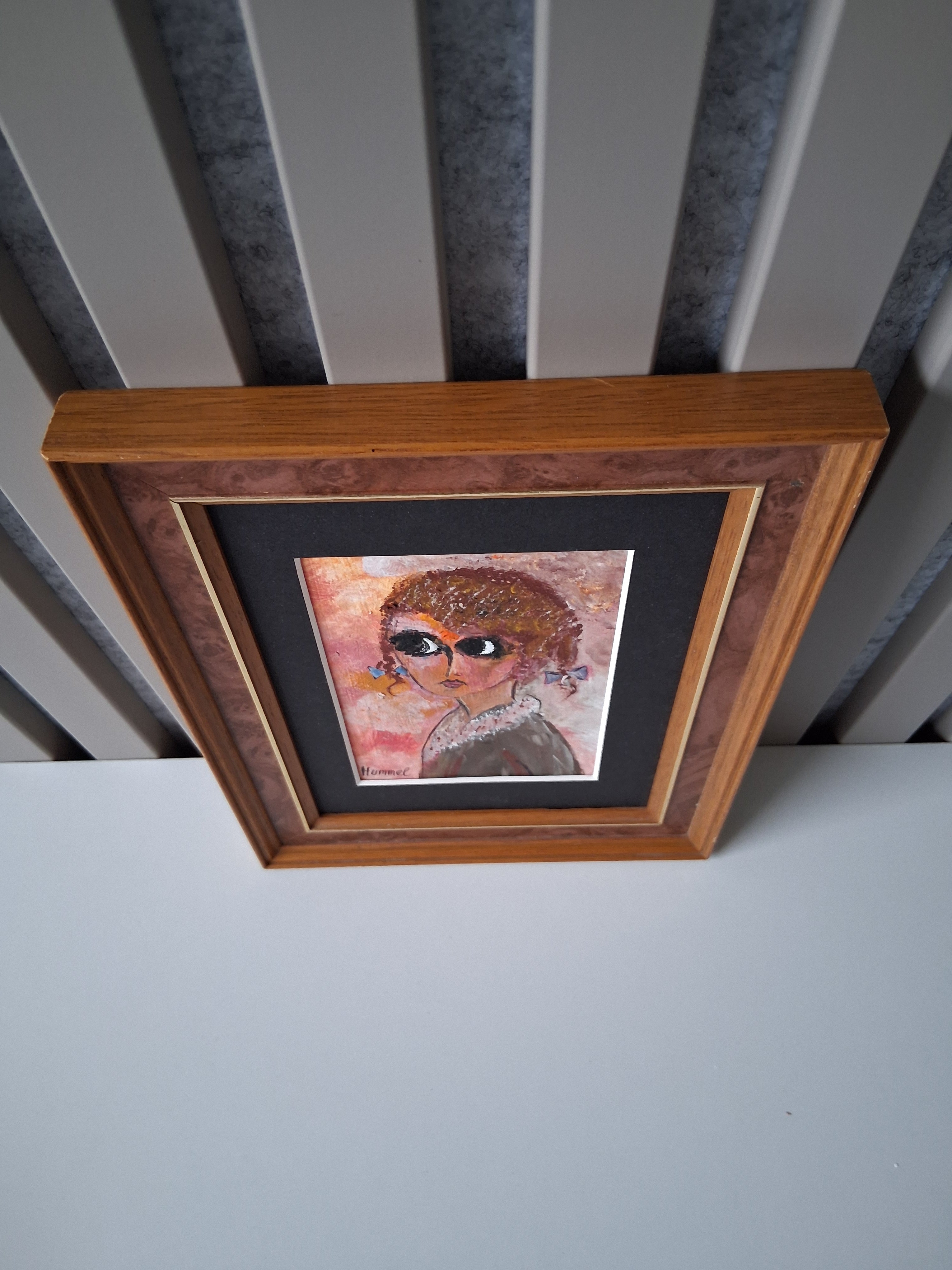 ORIGINAL Acrylgemälde auf Karton inkl. Rahmen | Portrait einer Kindfrau | Signiert: Hummel (*1946)