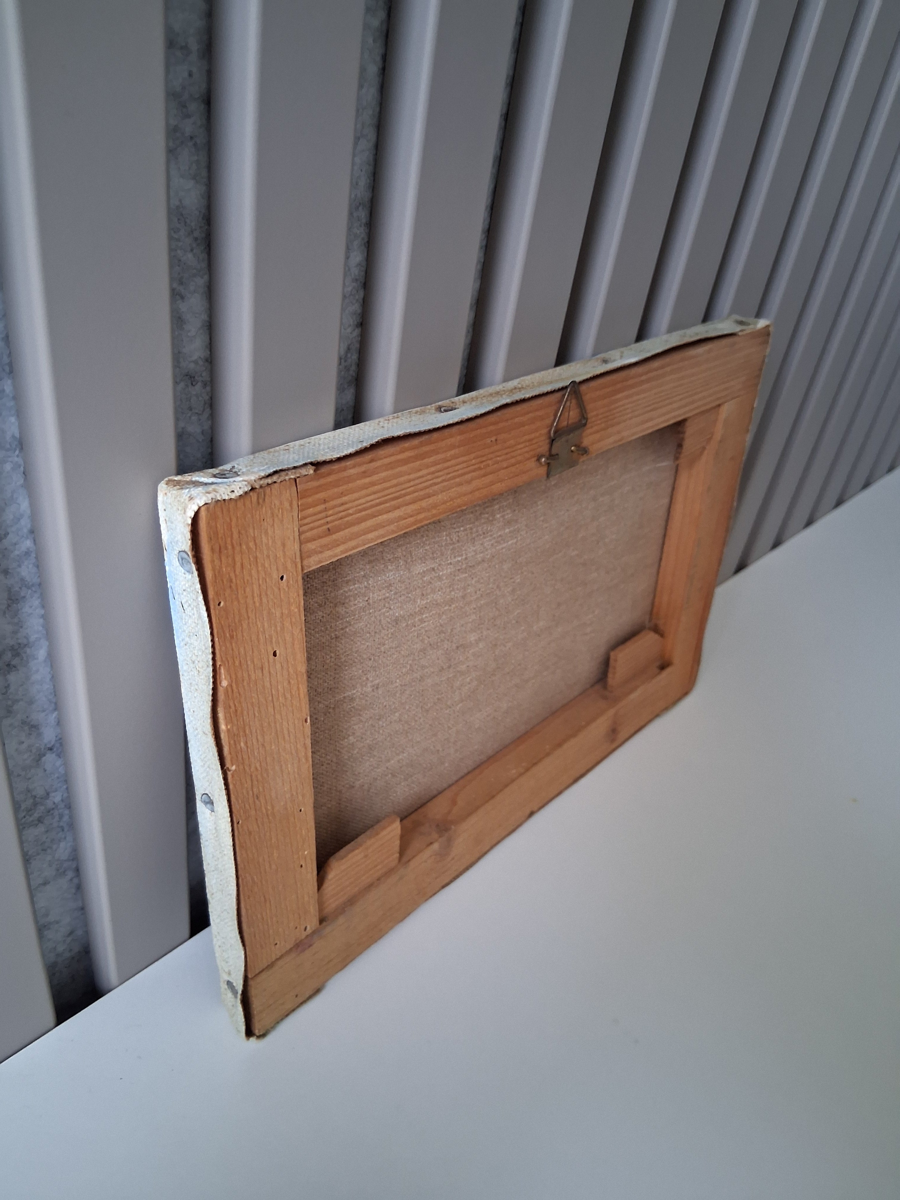 ORIGINAL Ölgemälde auf Leinwand | Bucht mit Fischerbooten in der Bretagne | 24x16 cm | Signiert