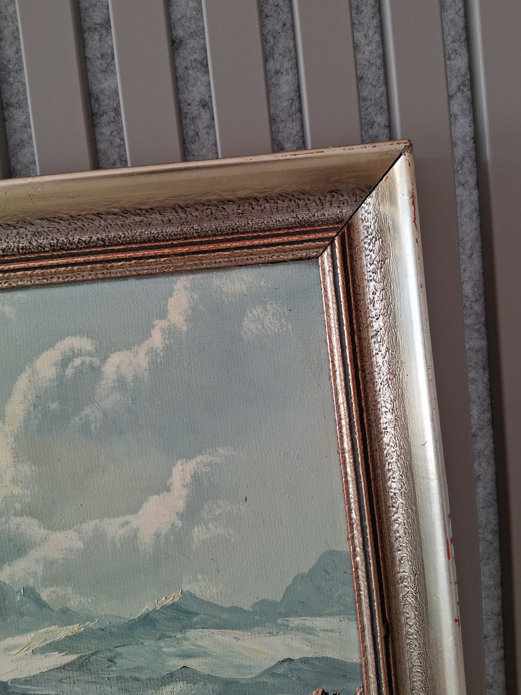 ORIGINAL Ölgemälde auf Hartfaserplatte inkl. Rahmen | Landschaft mit schneebedeckten Bergen | Signiert