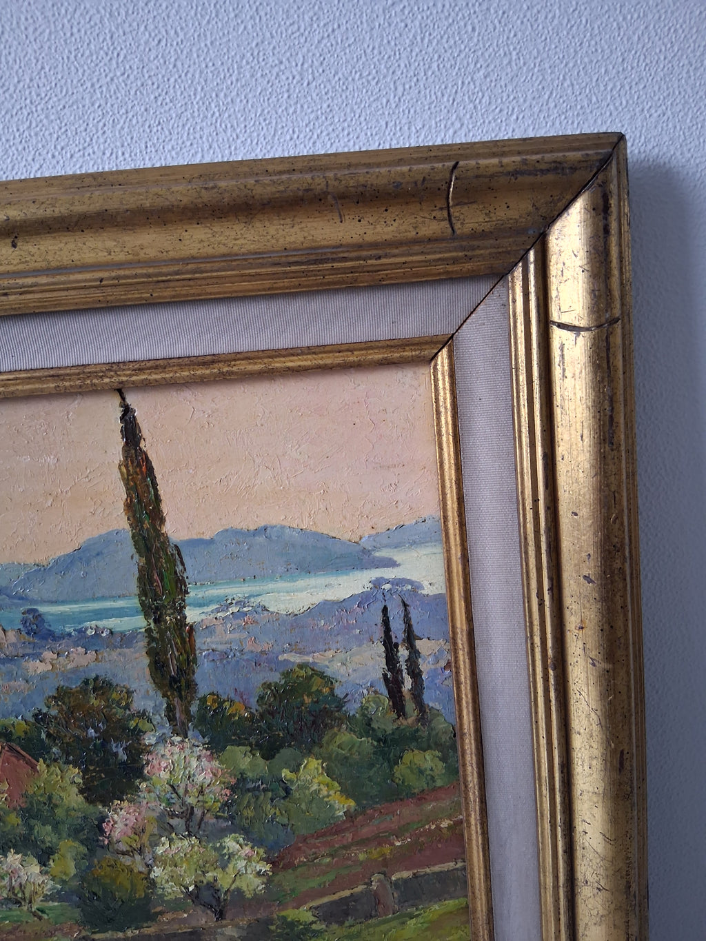 F. EHRLICH | Der Golf von Saint-Tropez / Cote d'Azur | ORIGINAL Ölgemälde auf Holzplatte inkl. Rahmen