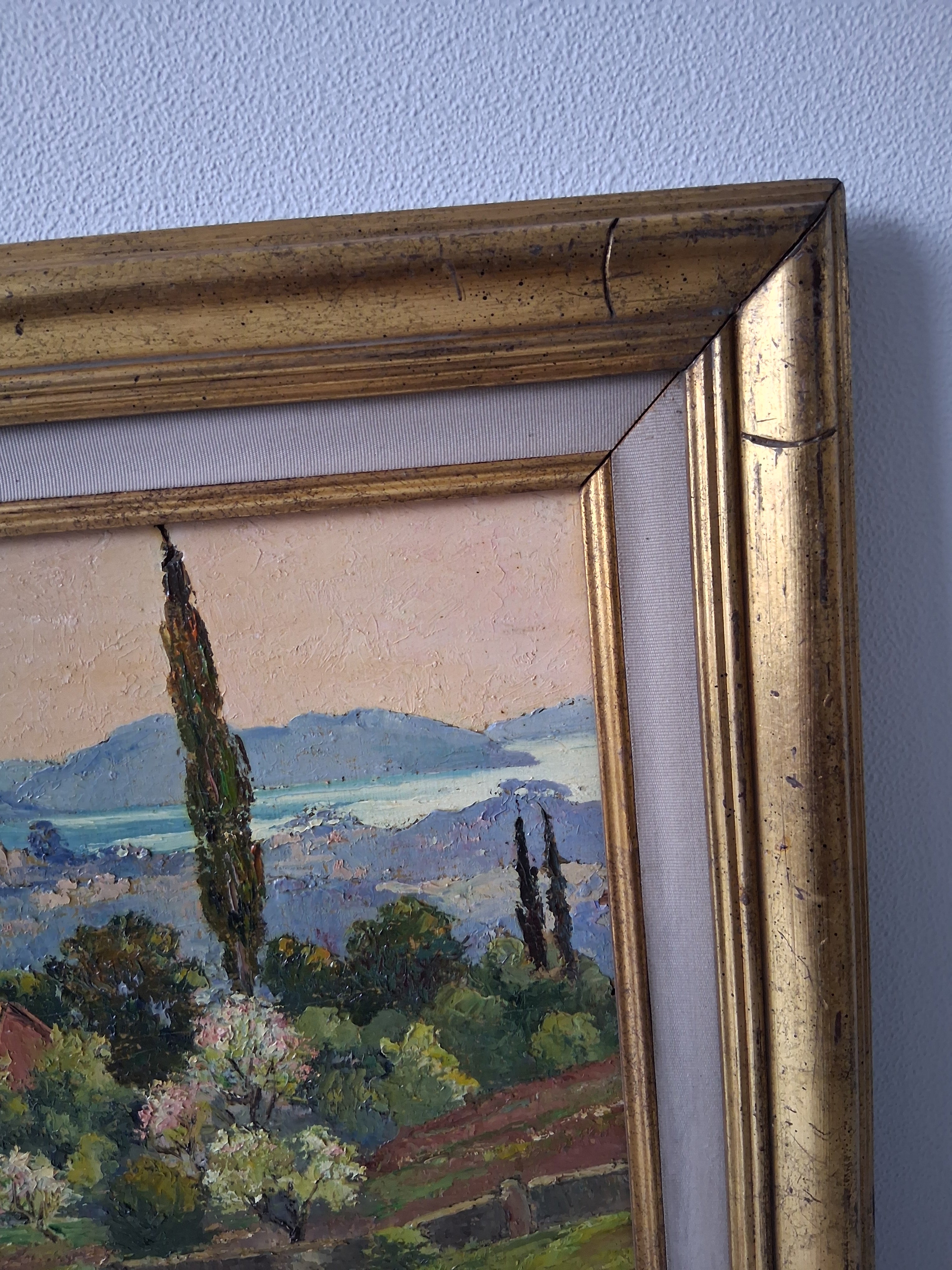F. EHRLICH | Der Golf von Saint-Tropez / Cote d'Azur | ORIGINAL Ölgemälde auf Holzplatte inkl. Rahmen