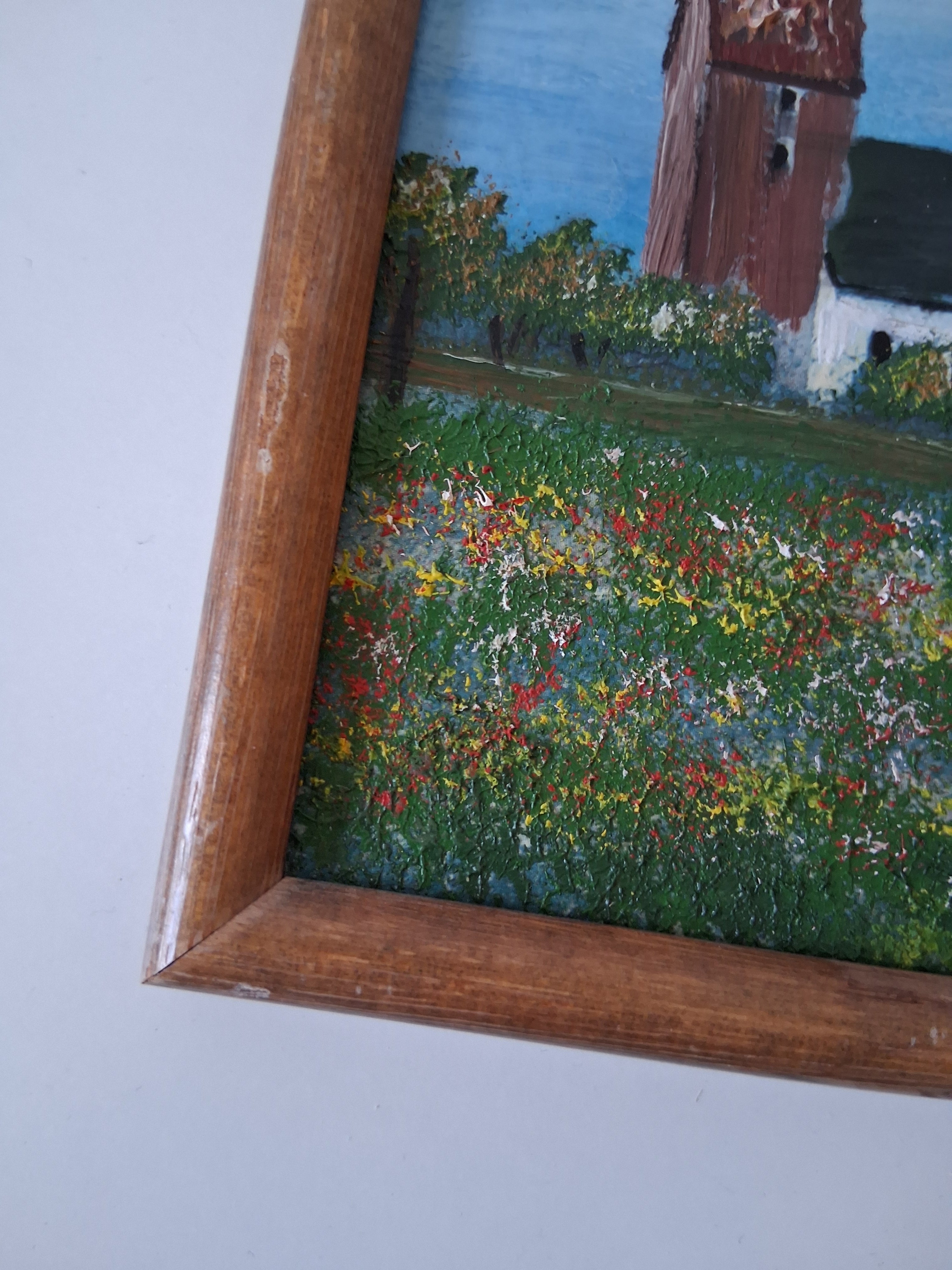 KLEINES ORIGINAL Ölgemälde auf Karton inkl. Rahmen | St. Severin Kirche in Keitum auf Sylt | 11x11 cm