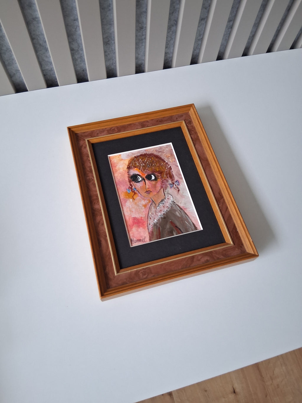 ORIGINAL Acrylgemälde auf Karton inkl. Rahmen | Portrait einer Kindfrau | Signiert: Hummel (*1946)