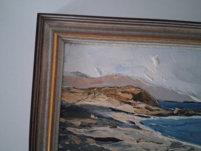 ORIGINAL Ölgemälde auf Karton inkl. Rahmen | Küstenlandschaft / Strand / Meer | 31x26 cm | Signiert