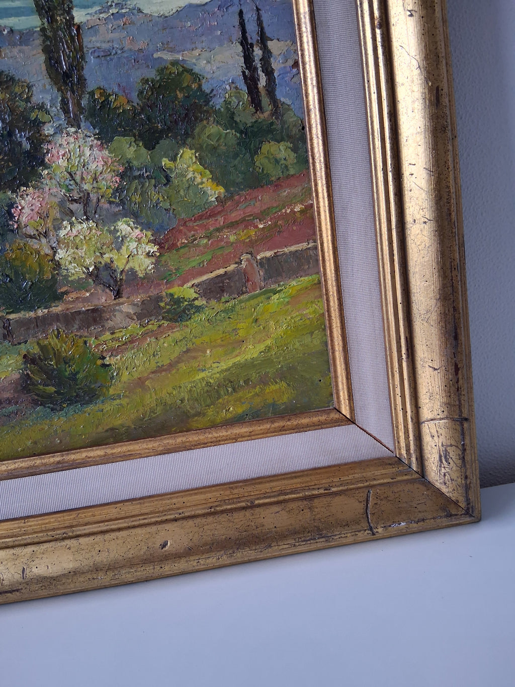 F. EHRLICH | Der Golf von Saint-Tropez / Cote d'Azur | ORIGINAL Ölgemälde auf Holzplatte inkl. Rahmen