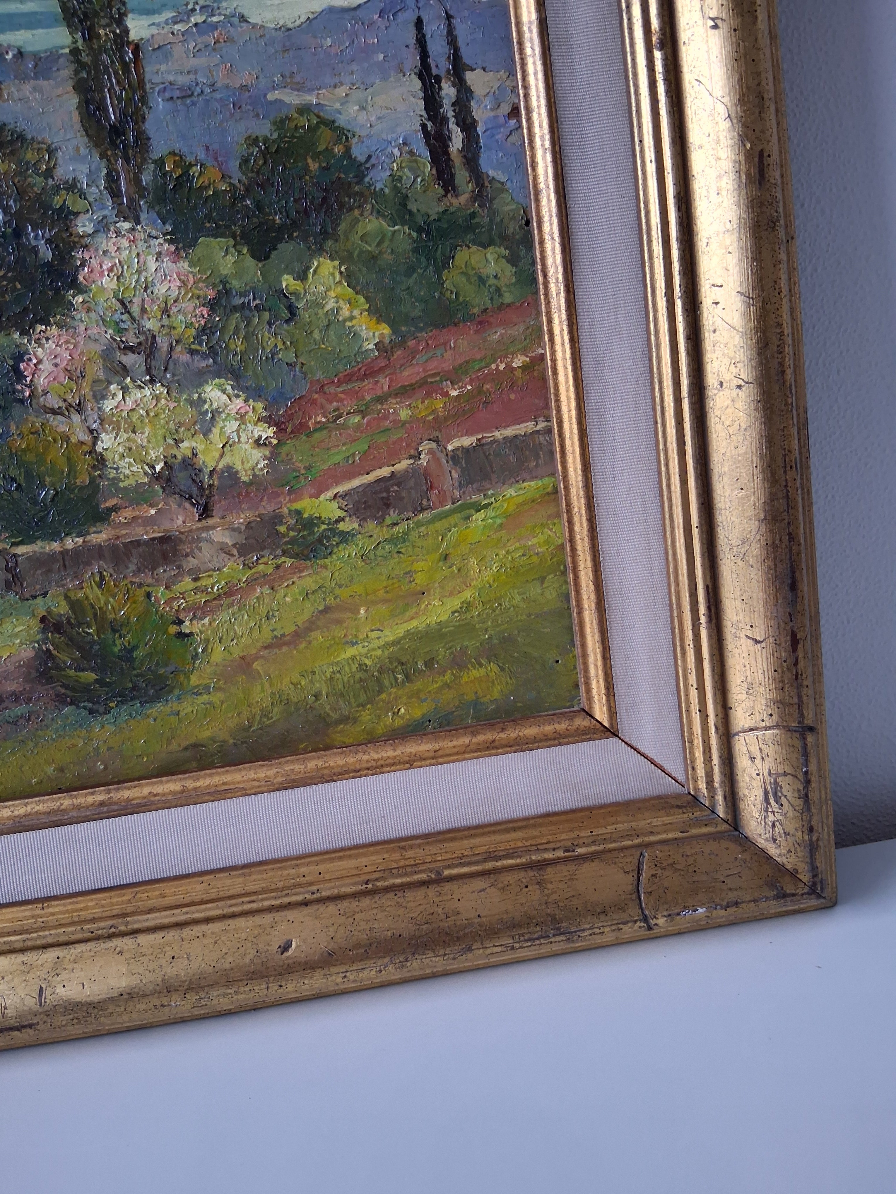 F. EHRLICH | Der Golf von Saint-Tropez / Cote d'Azur | ORIGINAL Ölgemälde auf Holzplatte inkl. Rahmen