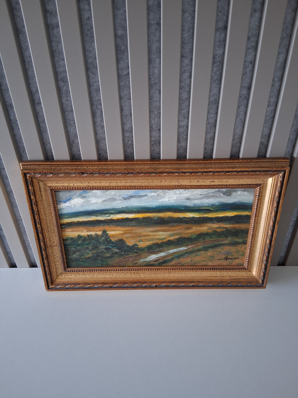 Altes Ölgemälde handgemalt mit Holzrahmen | Weite Landschaft | ORIGINAL & Signiert