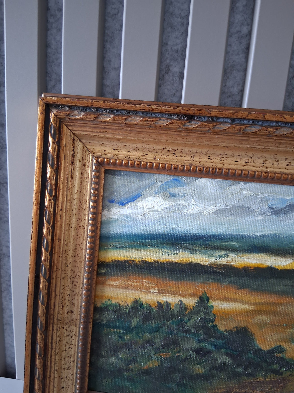Altes Ölgemälde handgemalt mit Holzrahmen | Weite Landschaft | ORIGINAL & Signiert