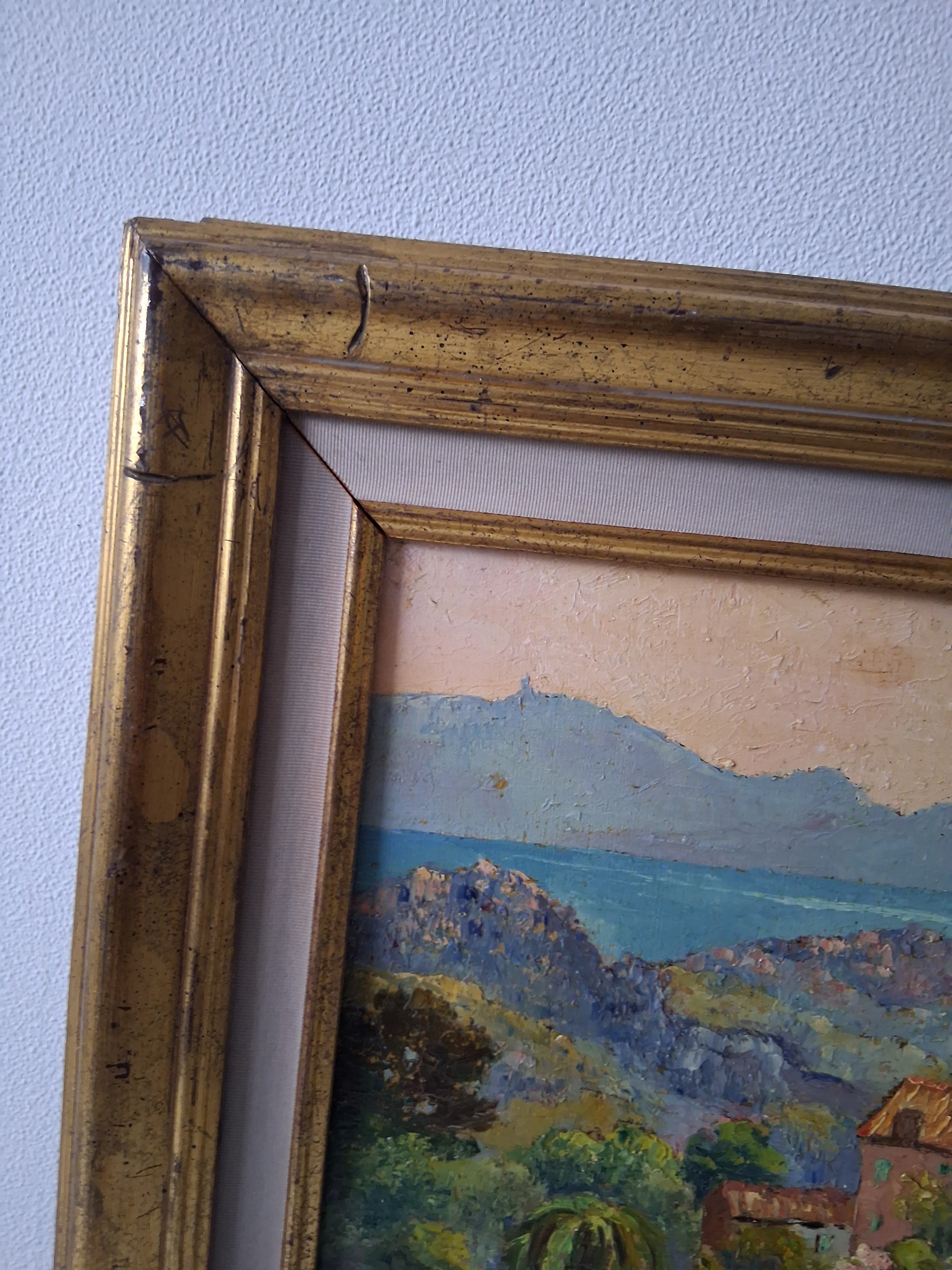 F. EHRLICH | Der Golf von Saint-Tropez / Cote d'Azur | ORIGINAL Ölgemälde auf Holzplatte inkl. Rahmen