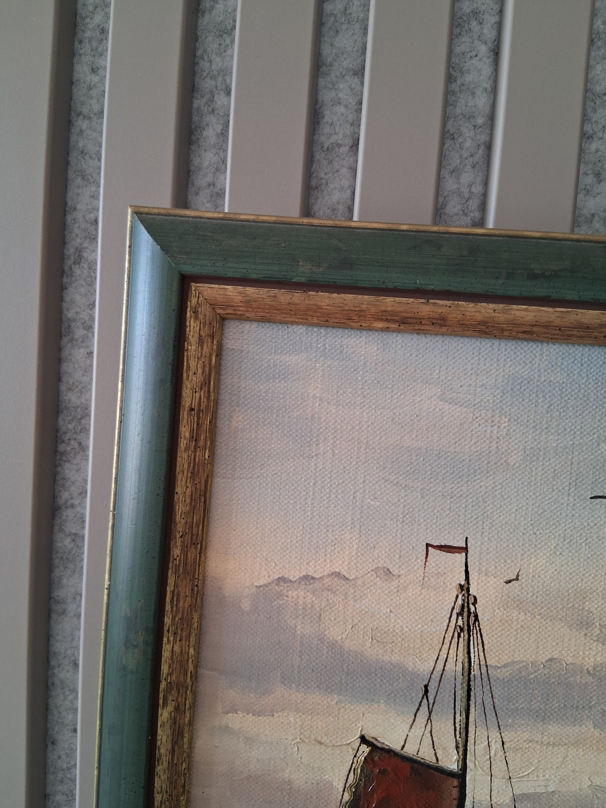 Altes Ölgemälde handgemalt mit Rahmen | Bomschuit / Fischerboot am Strand | ORIGINAL & Signiert