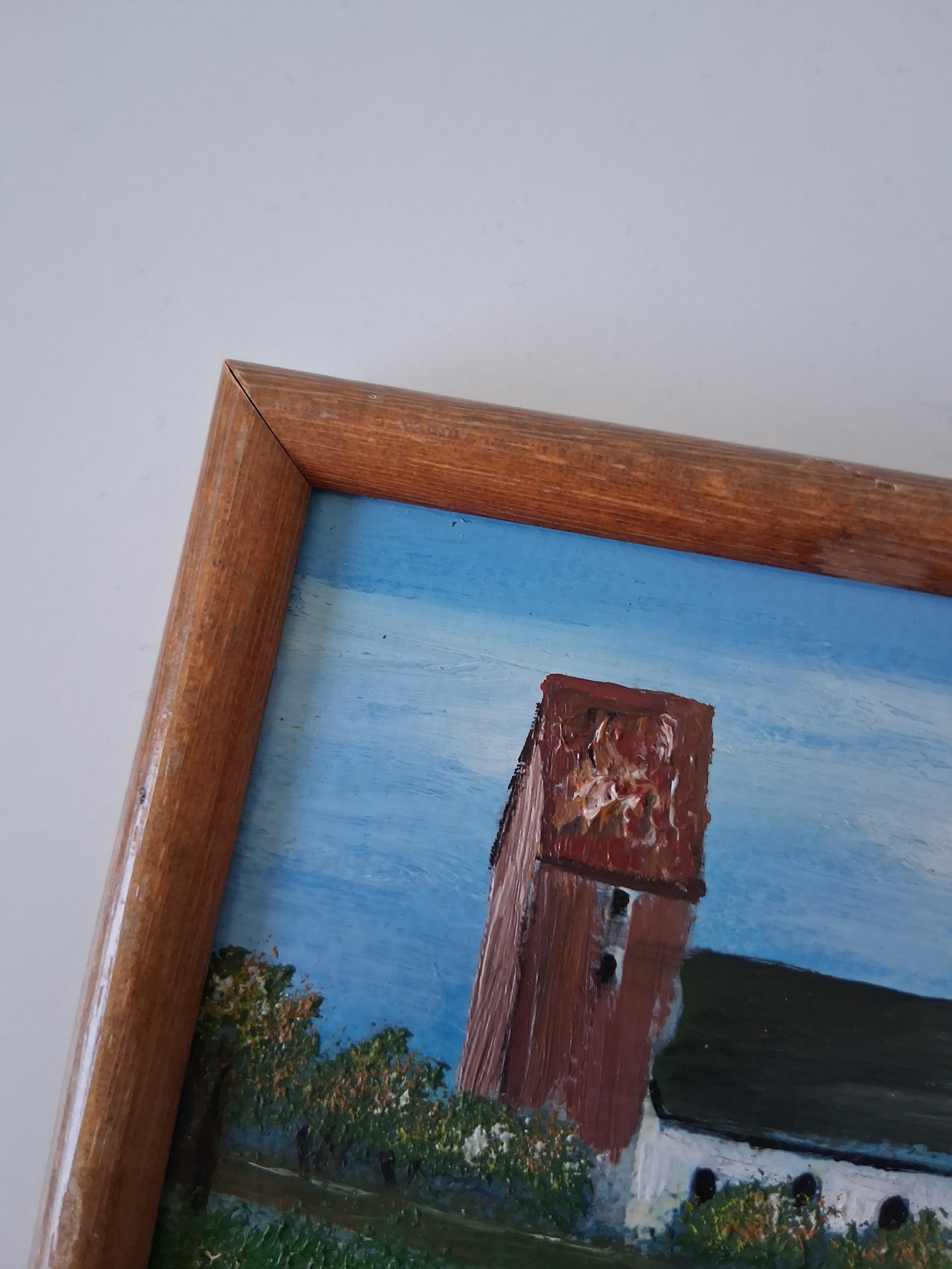 KLEINES ORIGINAL Ölgemälde auf Karton inkl. Rahmen | St. Severin Kirche in Keitum auf Sylt | 11x11 cm